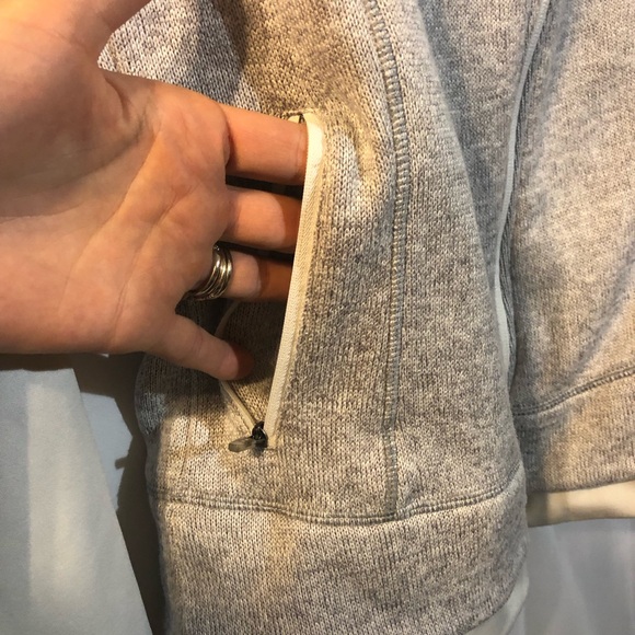 Mondetta White and Oatmeal Zip Up Hoodie with Thumb Holes - Size L - Picture 3 of 5